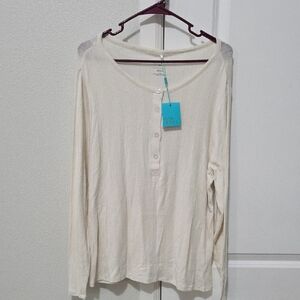 Posh Peanut Pointelle Henley Top